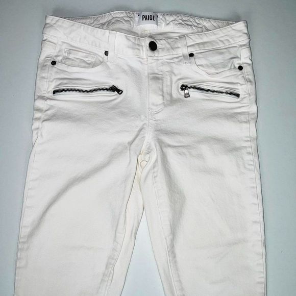 Paige White Indio Zip Skinny Jeans Sz 27 - Picture 4 of 9